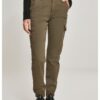 Women's high-waisted cargo trousers olive
