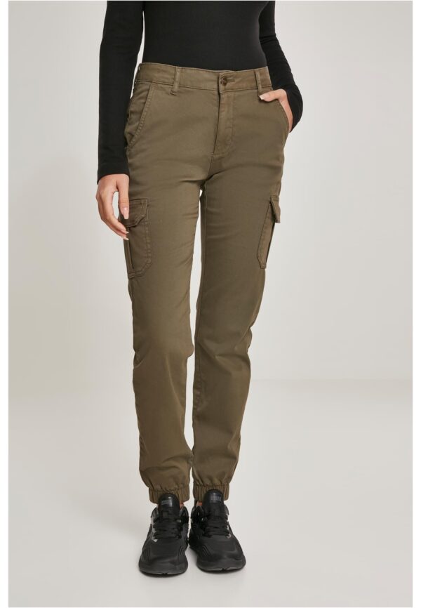 Women's high-waisted cargo trousers olive