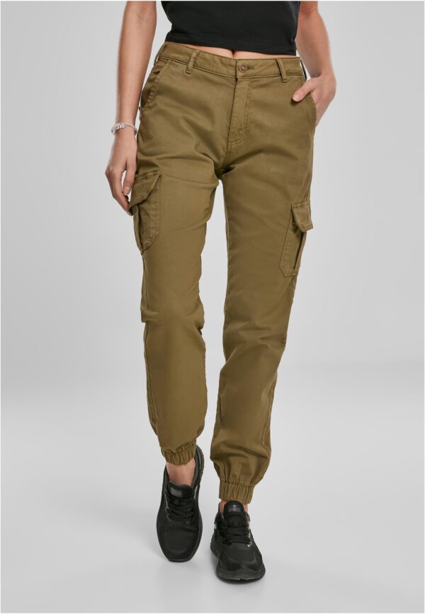 Women's high-waisted cargo trousers summer olive