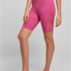 Women's high-waisted cycling shorts with lace insert light purple