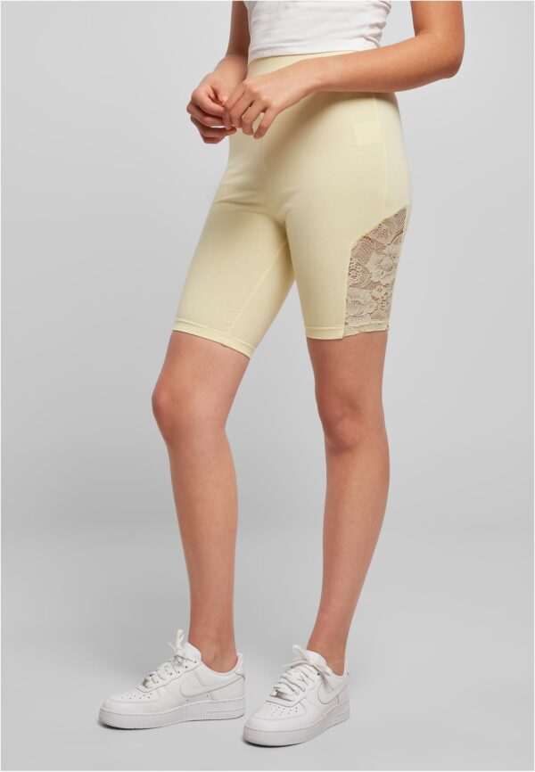 Women's high-waisted cycling shorts with lace insert