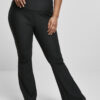 Women's high-waisted leggings with ribbed fit black