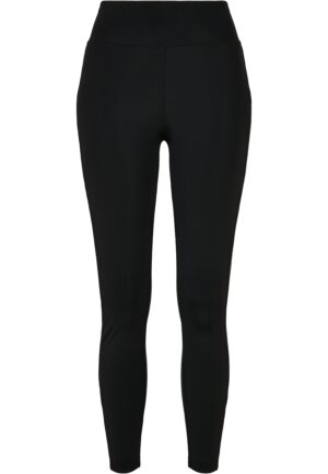 Women's high-waisted shiny stripe leggings black/black