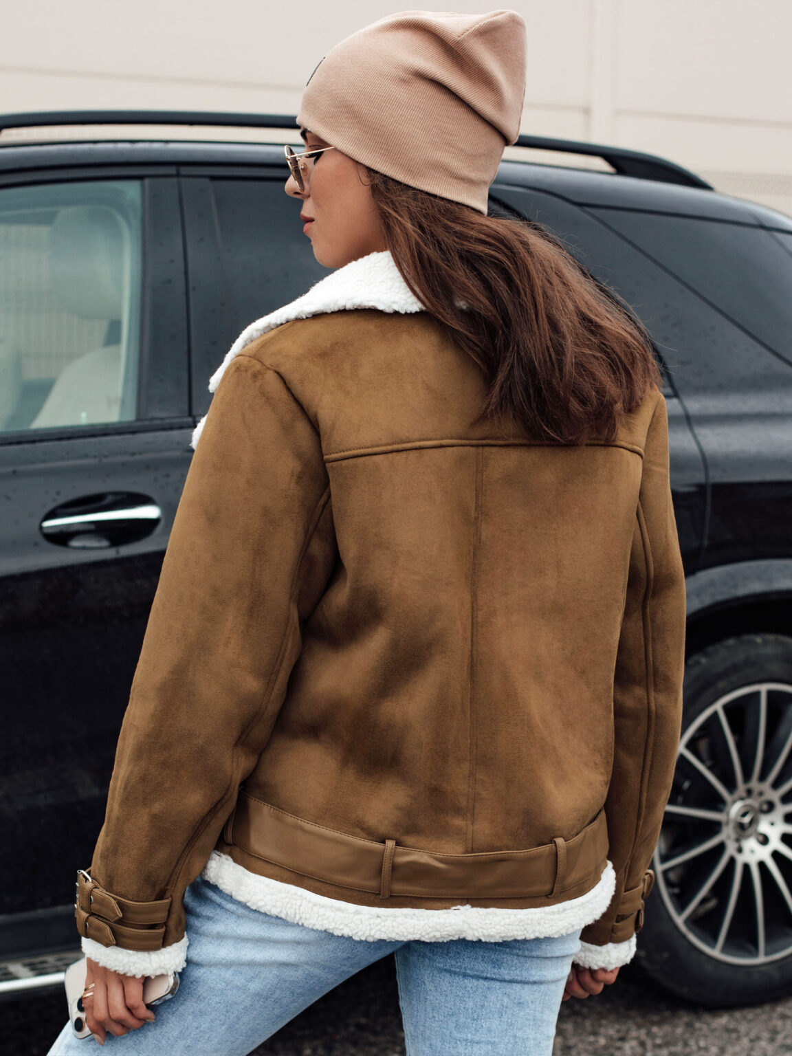 Women's jacket LEVERINO suede with fur in camel Dstreet color