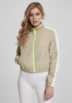 Women's jacket with short pipes made of concrete/electric lime
