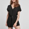 Women's jumpsuit with a short viscose belt in black