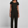 Women's jumpsuit with wide legs in black color