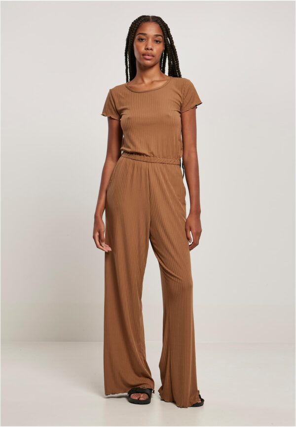 Women's jumpsuit with wide legs in dark taupe design