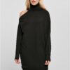 Women's knitted one-shoulder dress - black