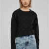 Women's knitted sweater check knit black