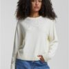 Women's knitted sweater with round neckline cream