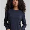 Women's knitted sweater with round neckline navy