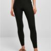 Women's leggings with ribbed knit black
