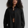 Women's linen mixed oversized shirt black