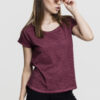 Women's long-back T-shirt in the shape of a spray with burgundy color