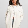 Women's long corduroy overshirt whitesand