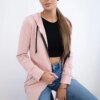 Women's long hoodie Kesi - powder pink