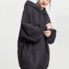 Women's long oversize hooded jacket black