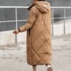 Women's long winter quilted jacket with hood STREETFIT beige Dstreet
