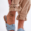 Women's material sandals light blue Aversa