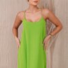Women's maxi dress with straps - light green