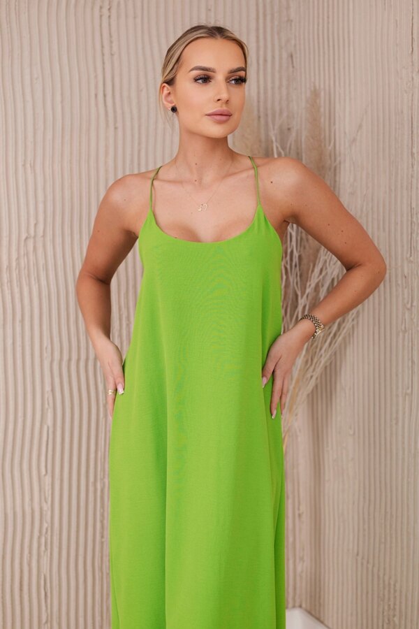 Women's maxi dress with straps - light green