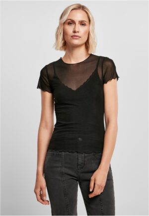 Women's mesh T-shirt in black color