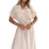 Women's midi shirt dress with gold buttons