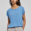 Women's modal T-shirt with extended shoulder horizontblue