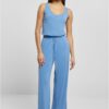 Women's modal long-sleeved jumpsuit in blue