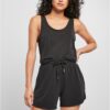 Women's modal short-sleeved jumpsuit in black