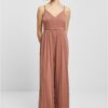 Women's modal spaghetti jumpsuit made of terracotta