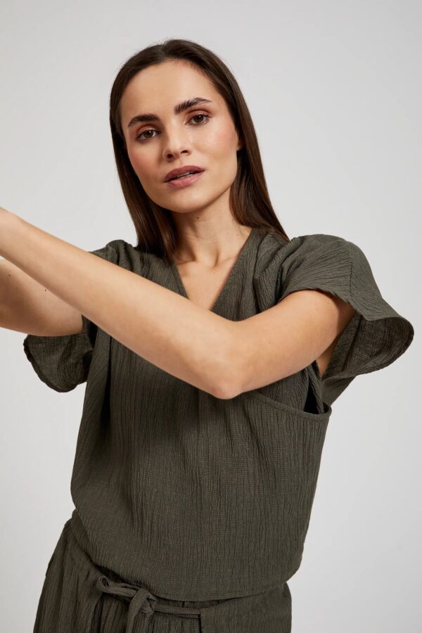 Women's neckline blouse MOODO - olive green