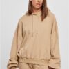 Women's organic oversized terry cloth with a hood in beige