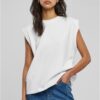 Women's organic tank top with heavy shoulder padding in white