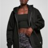 Women's oversized hoodie with zip in black