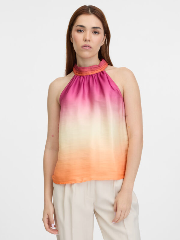 Women's pink-orange satin top ORSAY