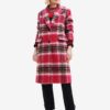 Women's pink plaid coat with wool Desigual Tommy - Women