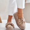 Women's platform loafers with bow beige Naivine