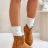 Women's platform snow boots made of eco suede Camel Atteria
