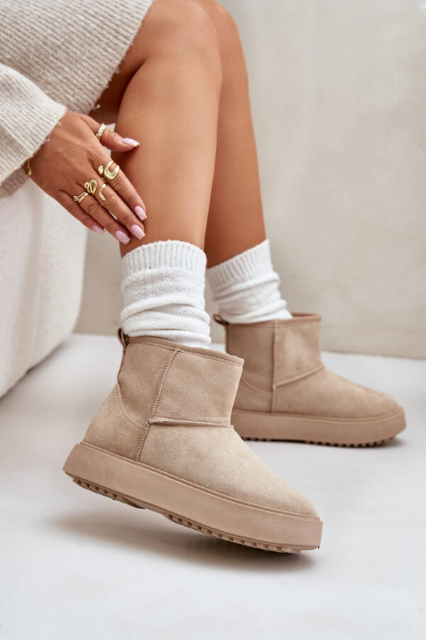 Women's platform snow boots made of eco suede beige Atteria