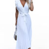 Women's pleated midi dress with a neckline and delicate ruffles Numoco
