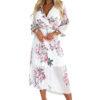 Women's pleated midi dress with neckline and belt Numoco