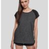 Women's raglan T-shirt with contrasting charcoal/black
