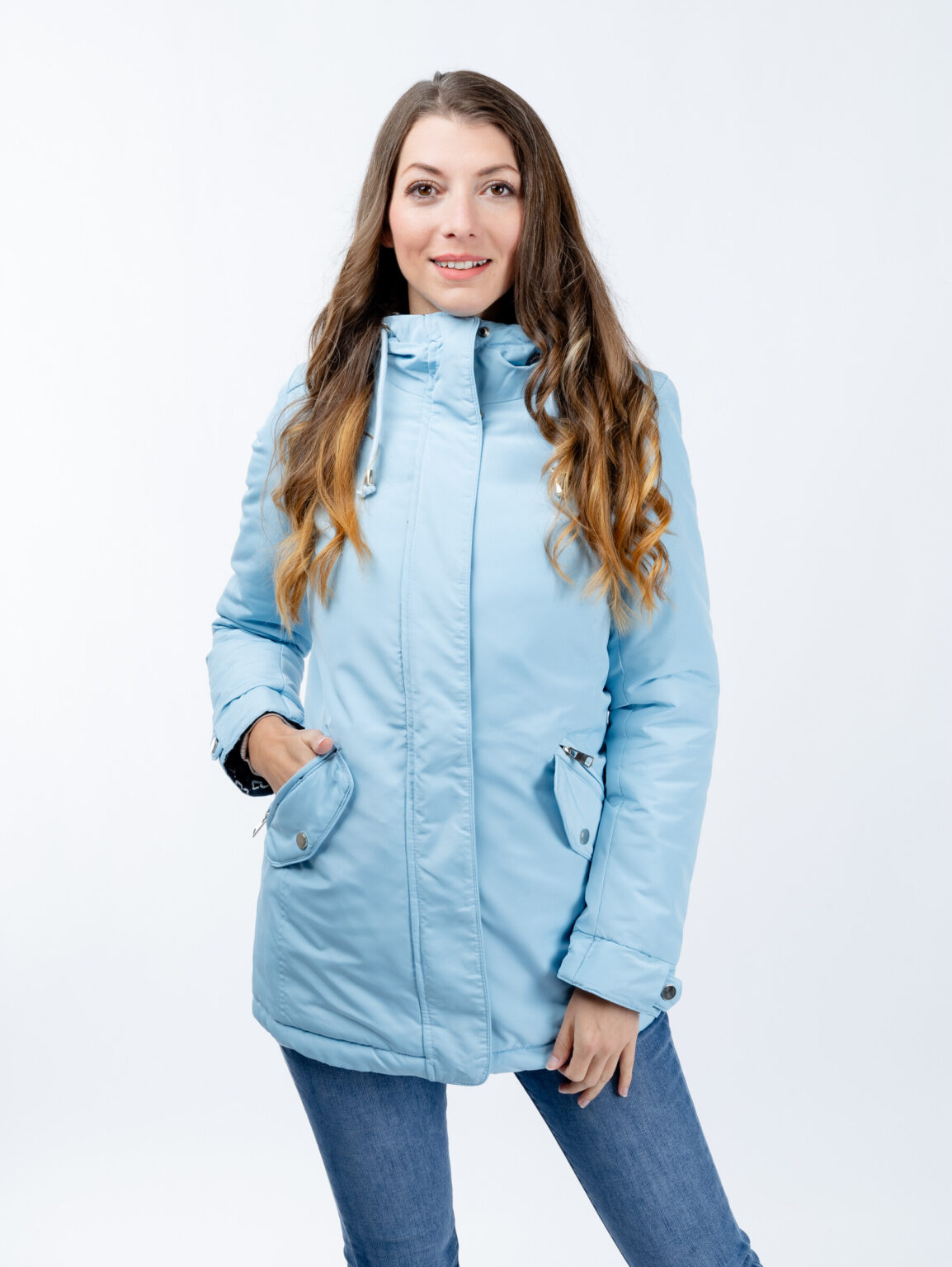 Women's reversible parka GLANO - light/dark blue