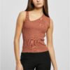 Women's rib knit asymmetrical terracotta top