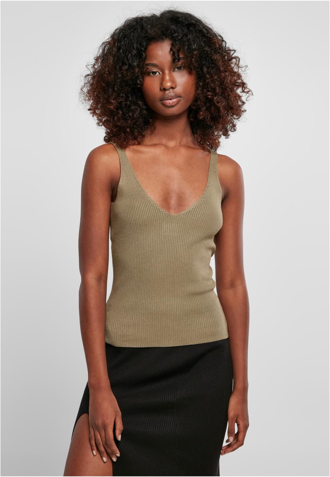 Women's rib knit in khaki color