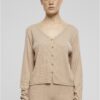 Women's ribbed cardigan beige