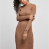 Women's ribbed dress URBAN CLASSICS - brown