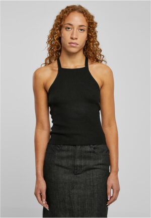 Women's ribbed knit top with crossed back